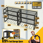  Spampur Support Mural Pour Outils électriques, Capacité De 190,5 Kg, 4 Niveaux 8 Emplacements Pour Perceuse Avec Assemblage Rapide En 15 Minutes, Idéal Pour Garage, Atelier, Abri De Jardin, Cadeau