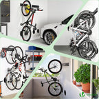 Vounot® Support Vélos Mural En Métal Pour 4 Vélos + 2 Casques Porte De Rangement Avec 4 Coussinets Silicone Anti Taches Crochet Fixation Robuste Pour Garage Cave Noir