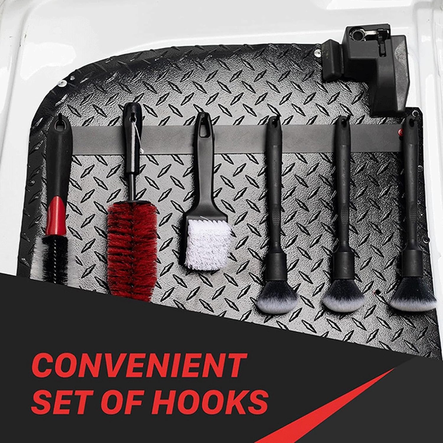  Détaillage Du Support De Pinceau - Salle D'organisateurs Détaillant Auto Mont Auto Pour Pinceaux Et Outils Avec Crochets Suspendus, Rangement D'atelier De Garage Pour Les Fournitures De Nettoyage Des