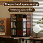  Tour De Rangement Rotative Pour CD, DVD, Disque Vinyle, Design Rotatif à 360°, Rangement Ouvert Sur Les 4 Côtés, Capacité De 120 CD, Compartiment Unique 14 X 14 Cm (couleur Noyer)