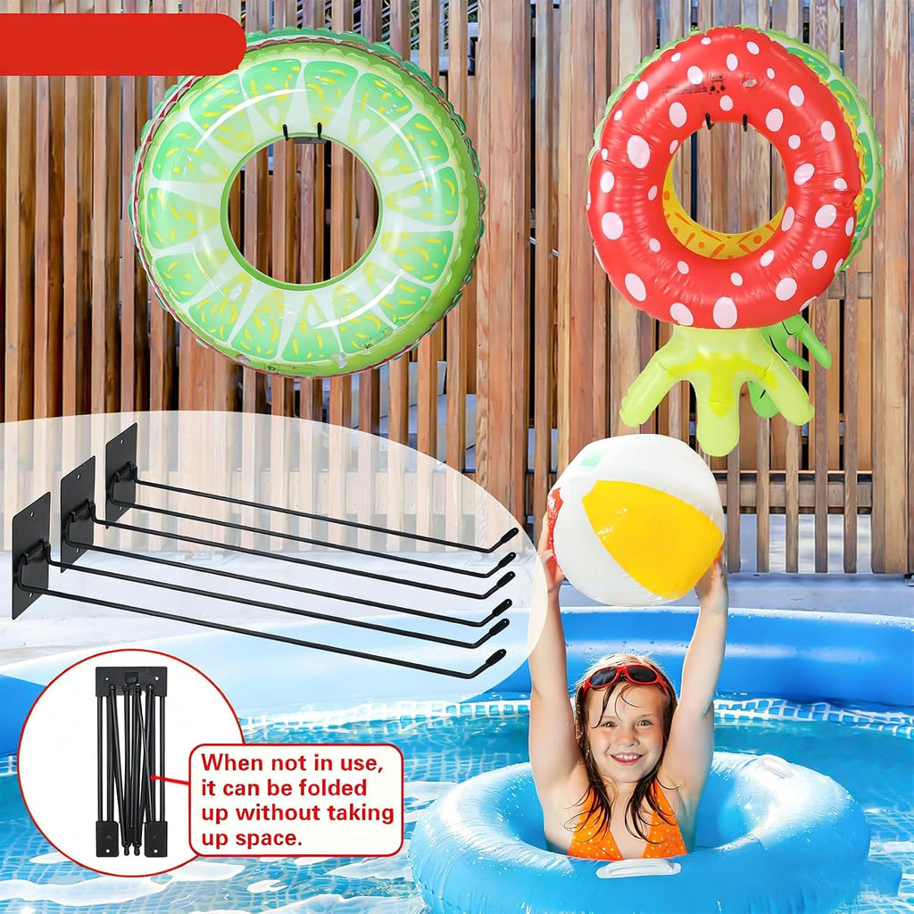  Lot De 3 Crochets Muraux Pratiques En Métal Noir Pour Piscine, Bouées De Natation Et équipement De Jardin