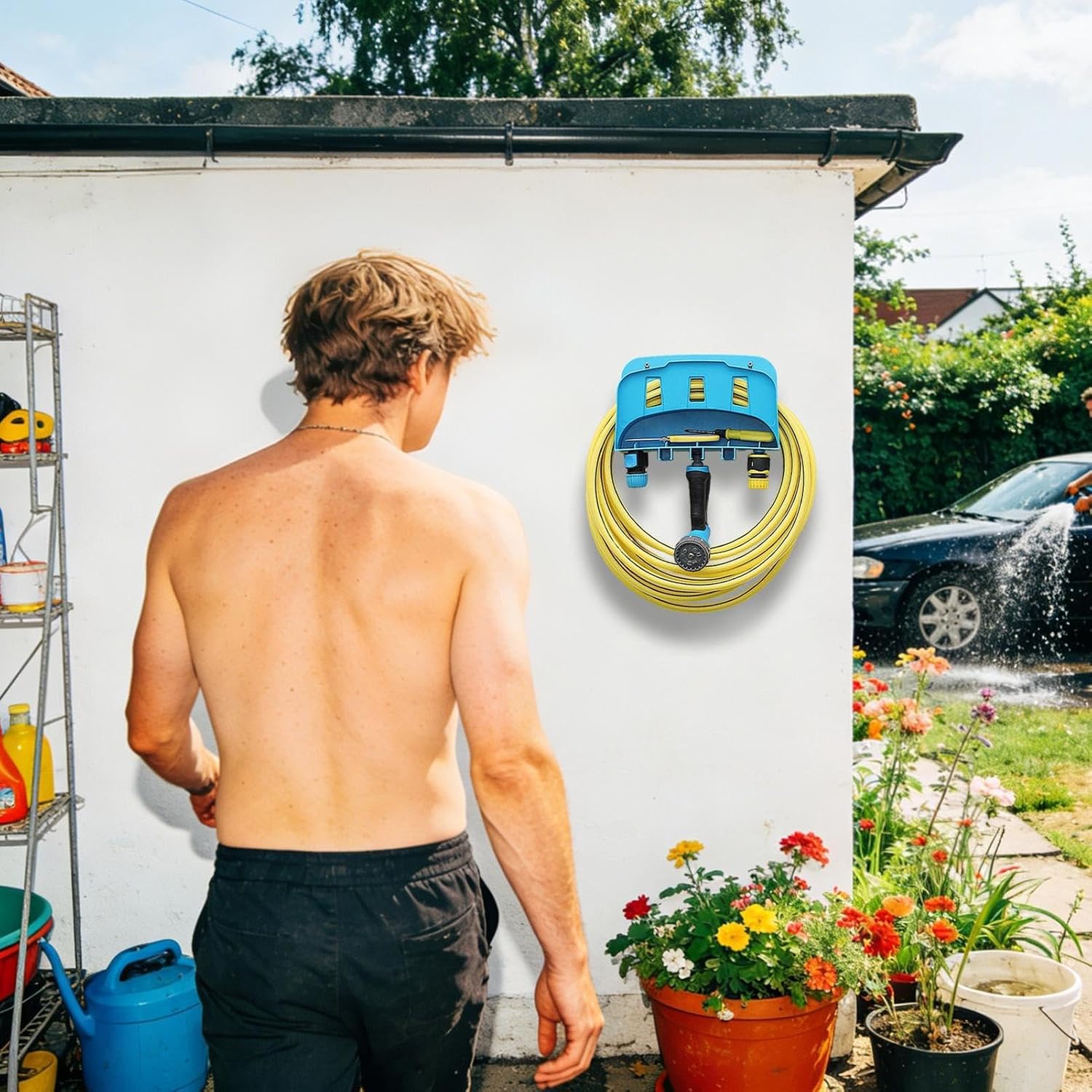  Générique Porte-Tuyau | Crochet Mural Robuste Et Résistant,Support Pour Tuyau De Jardin,Pour Rangement Extérieur Jardin Cour Arrière-Cour Patio Terrasse Garage Maison Jardinage