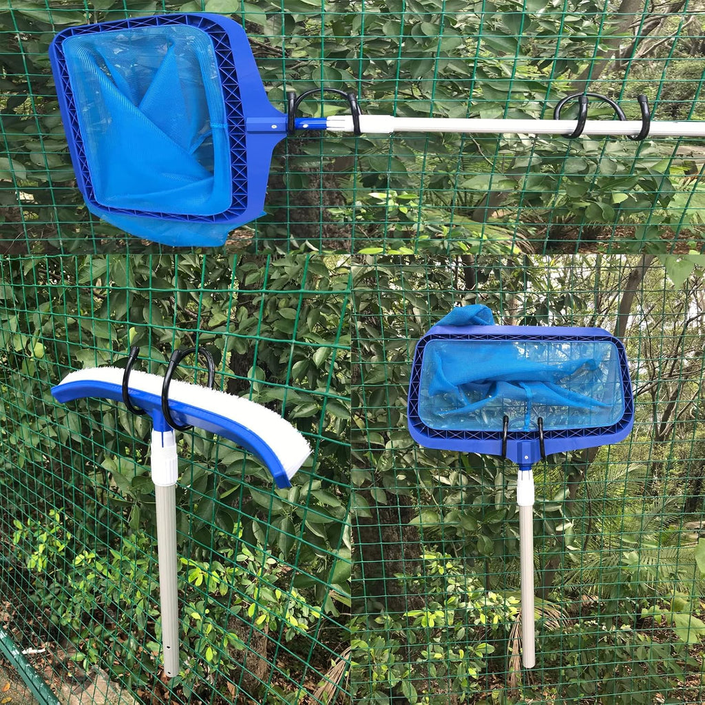  Lot De 2 Organiseurs D'outils De Piscine Et De Garage – Fixation Murale Ou à Fixer Sur La Clôture, Crochets Utilitaires De Rangement Réglables, Pour Ranger Les Outils De Jardin, Les Poteaux, Les