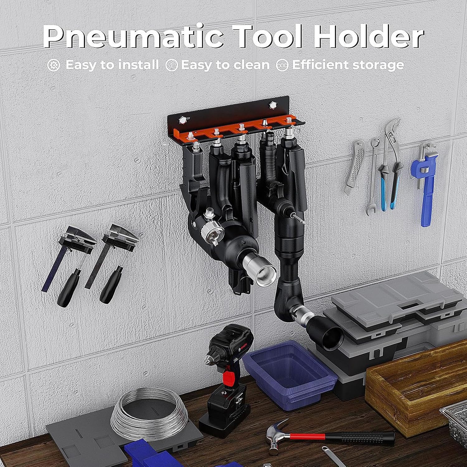 GENERIC Support Pour Outils électriques – Station De Meuleuse Murale | Support De Rangement D'outils Pneumatiques Avec Fonctions De Montage Multi-emplacements, Organisateur D'atelier Avec Utilisation Dans Le